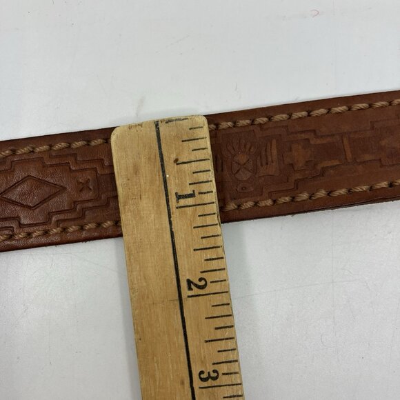 Dalmy's Bridle Leather Belt Womens S Tooled Brown Equestrian - Picture 5 of 8